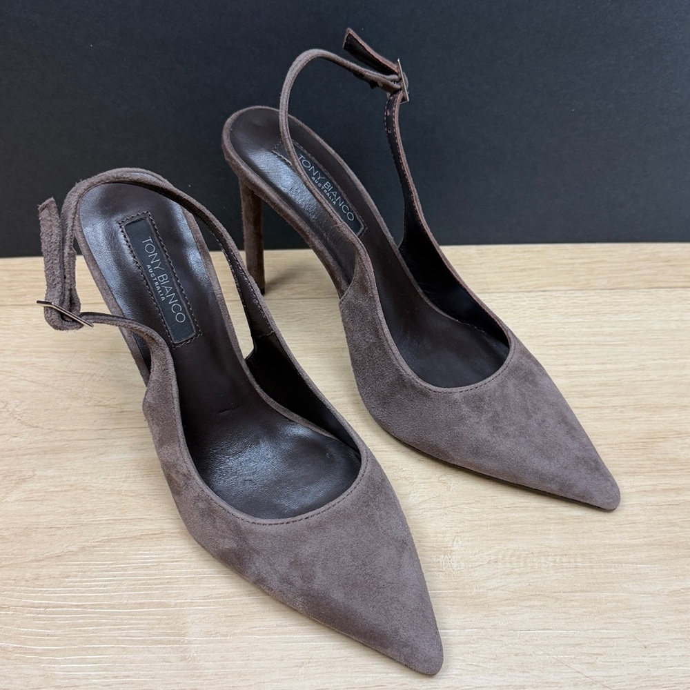 Tony Bianco Asti Slingback Pointed Toe Pump espresso suede, SIZE 7 - Picture 5 of 11